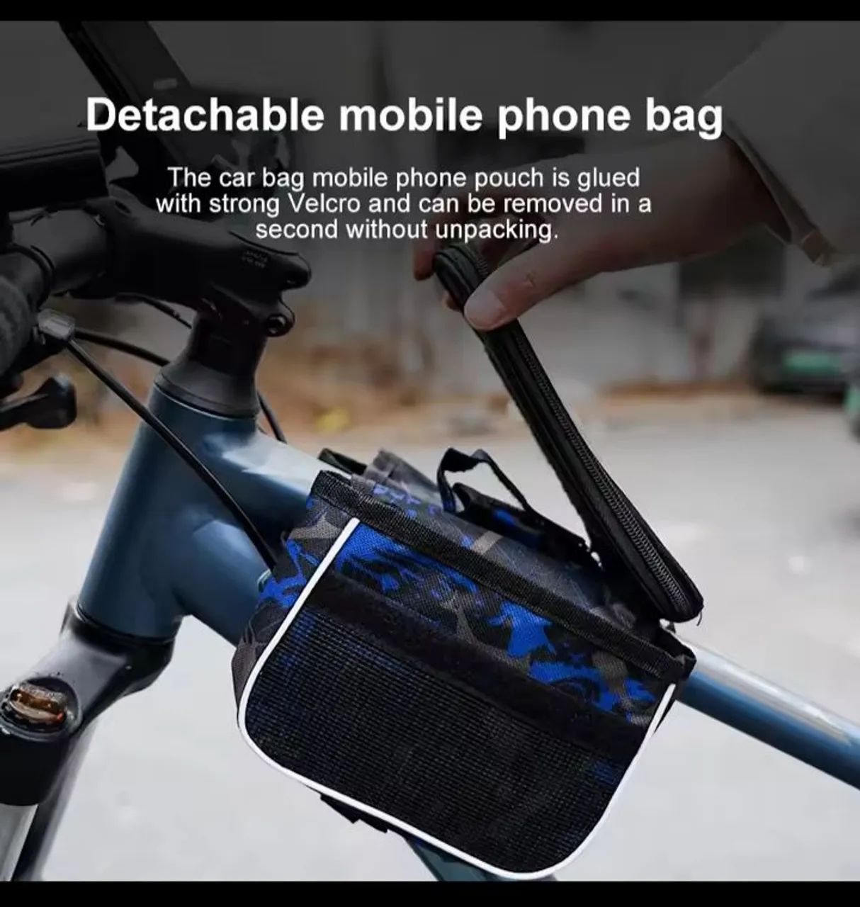 Bolsa de guidão para bicicleta com compartimento para celular - Foto 3