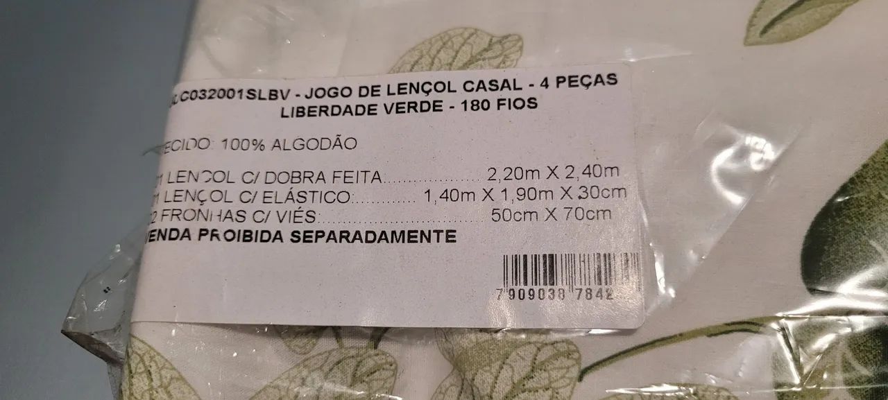 NOVO jogo cama casal 100% algodão 180 fios 4 peças