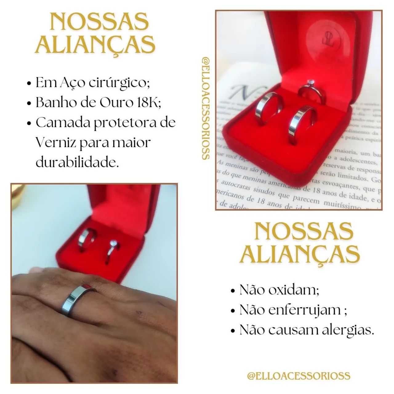 Alianças quadrada com 4mm - Foto 4