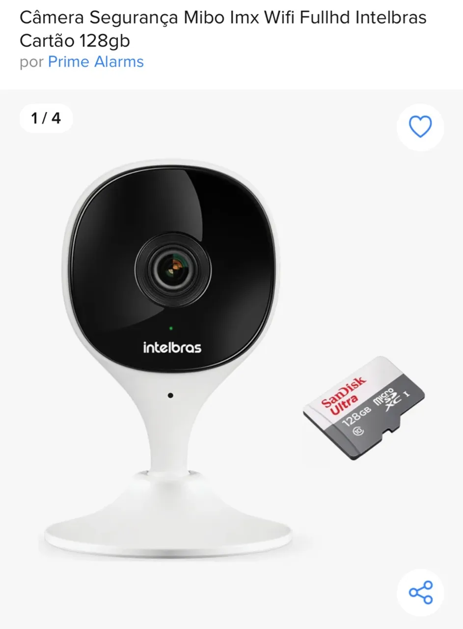 Câmera Segurança Mibo Imx Wifi Fullhd Intelbras + Cartão 128gb