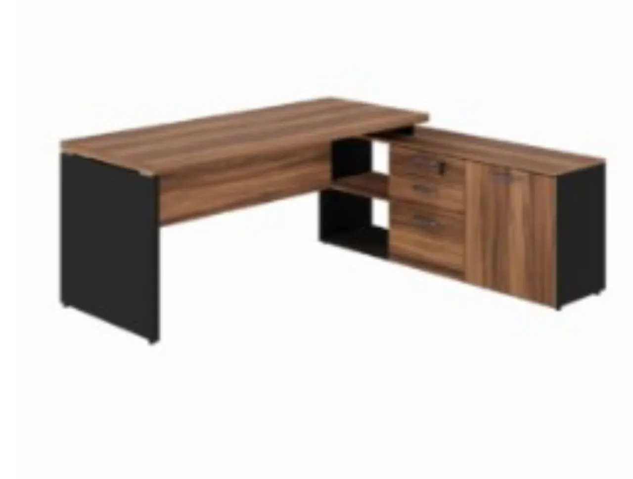 Mesa de Escritório em L com Armazenamento Integrado