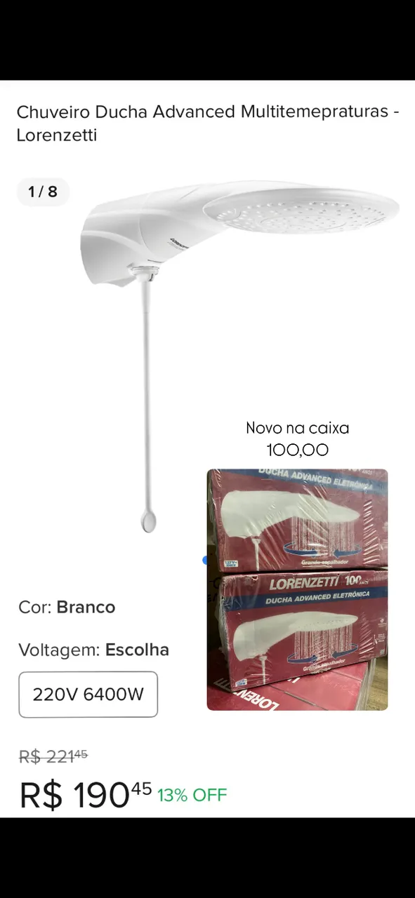 Chuveiro lorenzetti advanced
