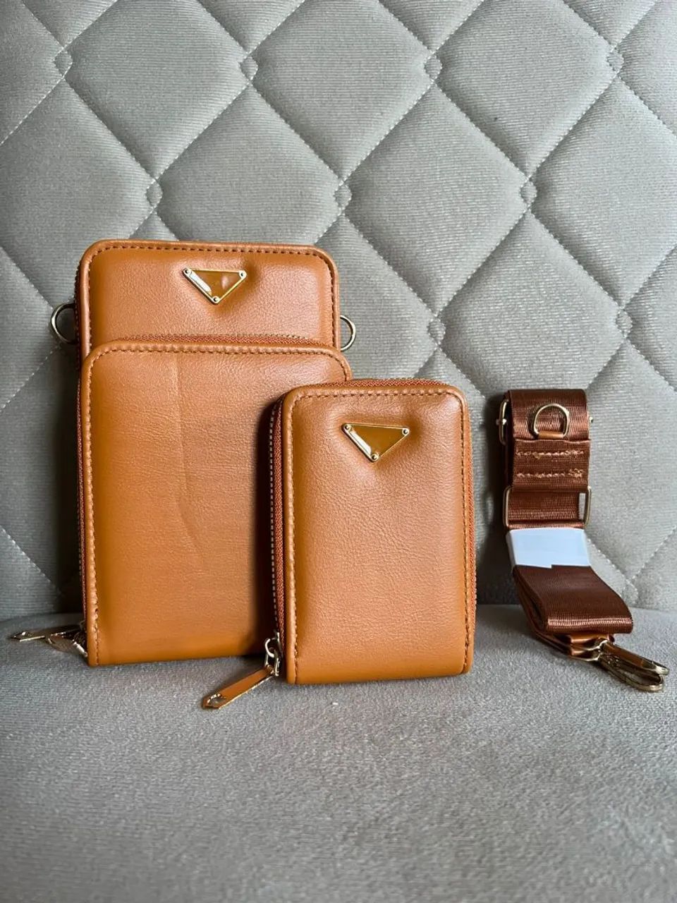 Bolsa de Ombro Bege - Kit com 3 Peças - Foto 2