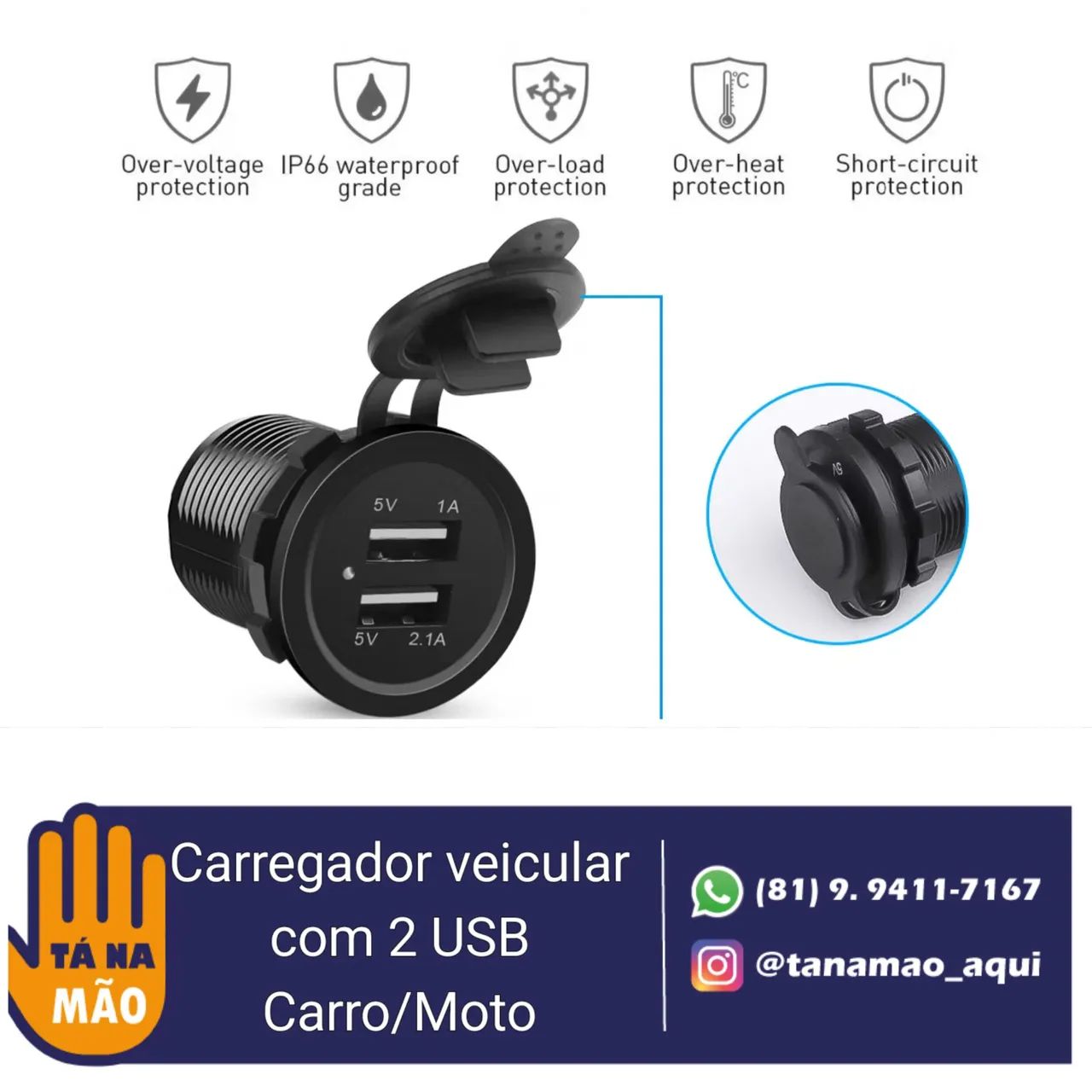 Carregador veicular - Duplo - Carro/Moto  - Foto 5