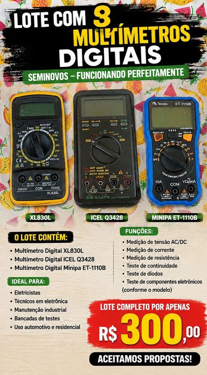  LOTE 03 MULTÍMETRO DIGITAL 