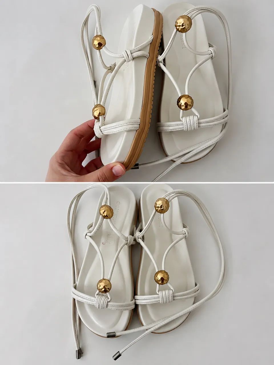 Sandália Off White com Tiras de Amarração - Foto 2