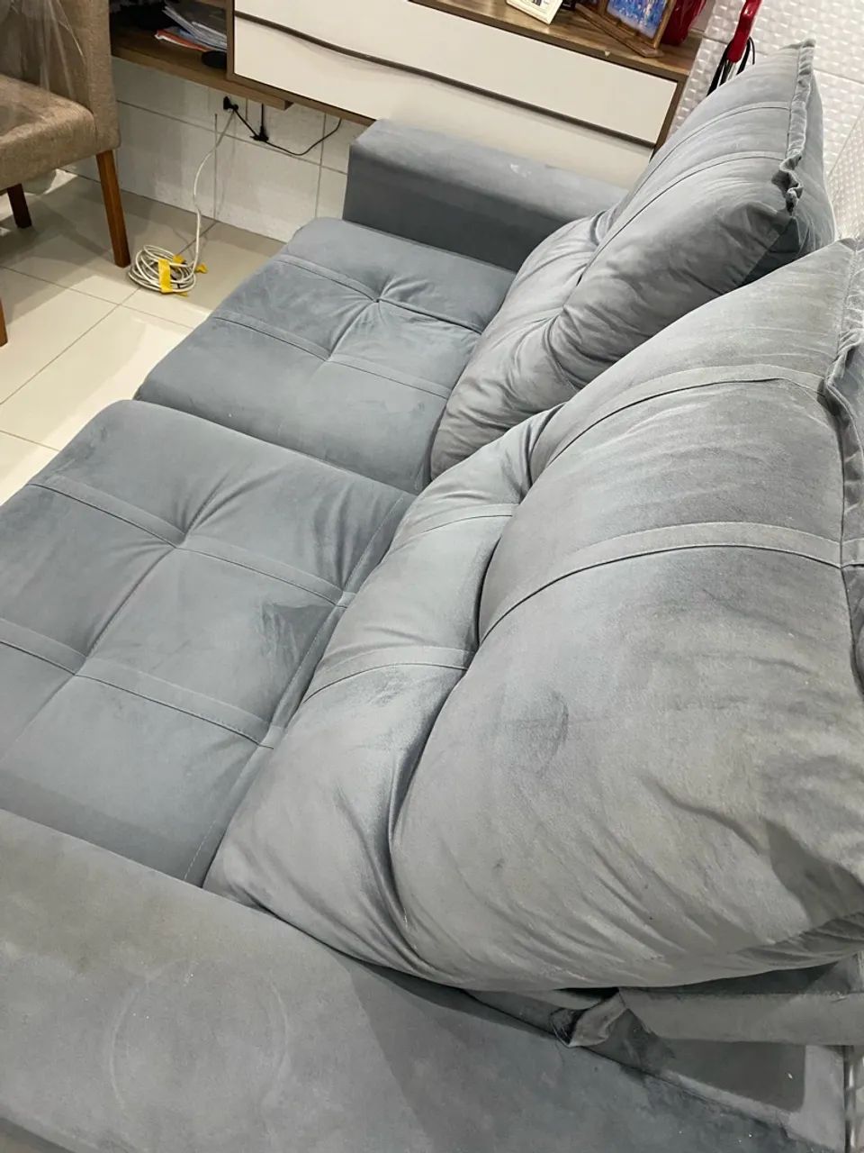 Sofá Retrátil Cinza  - Foto 4