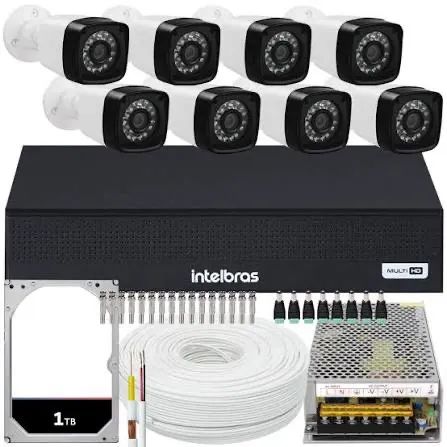 Kit de 8 câmeras e Dvr e instalação Intelbras.