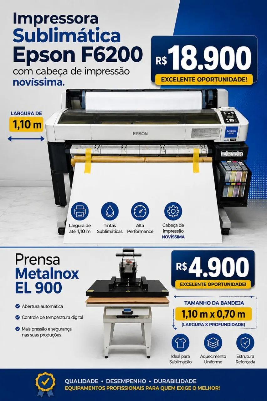 IMPRESSORA E PRENSA SUBLIMÁTICA 