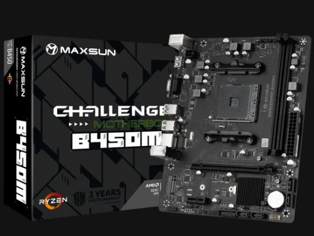Placa Mae Maxsun Challenger B450M, DDR4, Socket AMD AM4 - Nova.