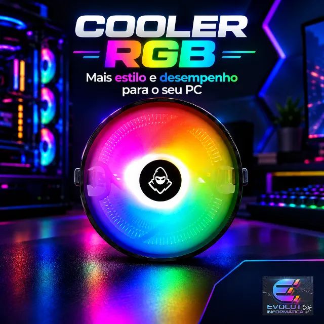 Cooler processador Intel e AMD LED novo, lacrado, com garantia!