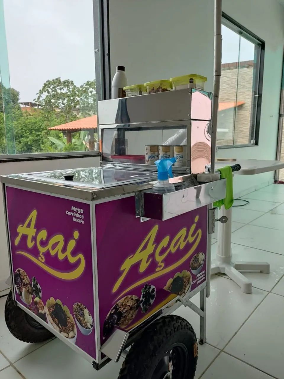 Carrinho de Açaí + Guarda-Sol + Placas de Refrigeração 