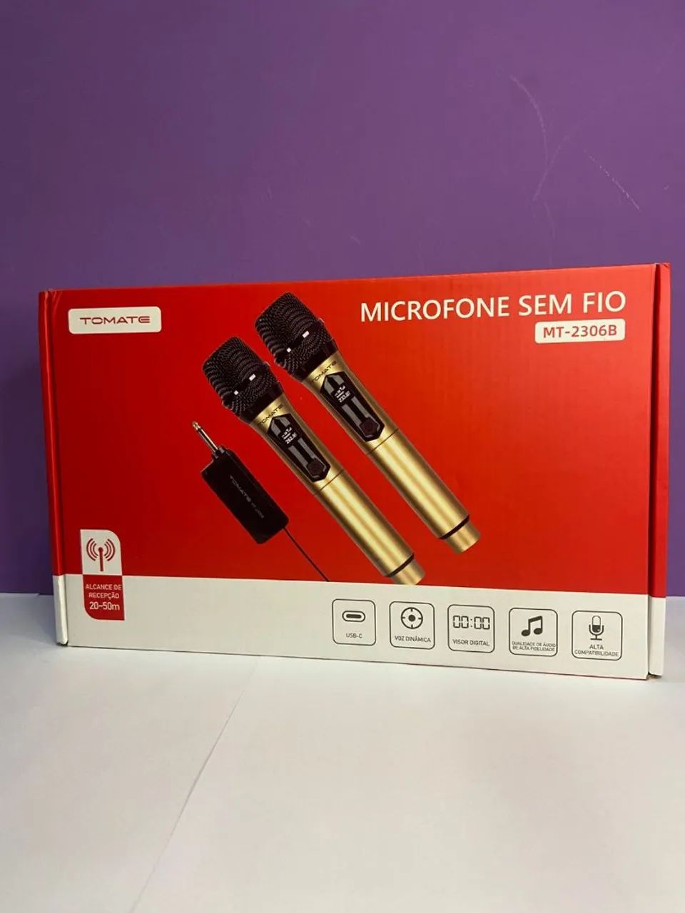 Microfone Duplo sem Fio MT-2306B Tomate - Foto 4