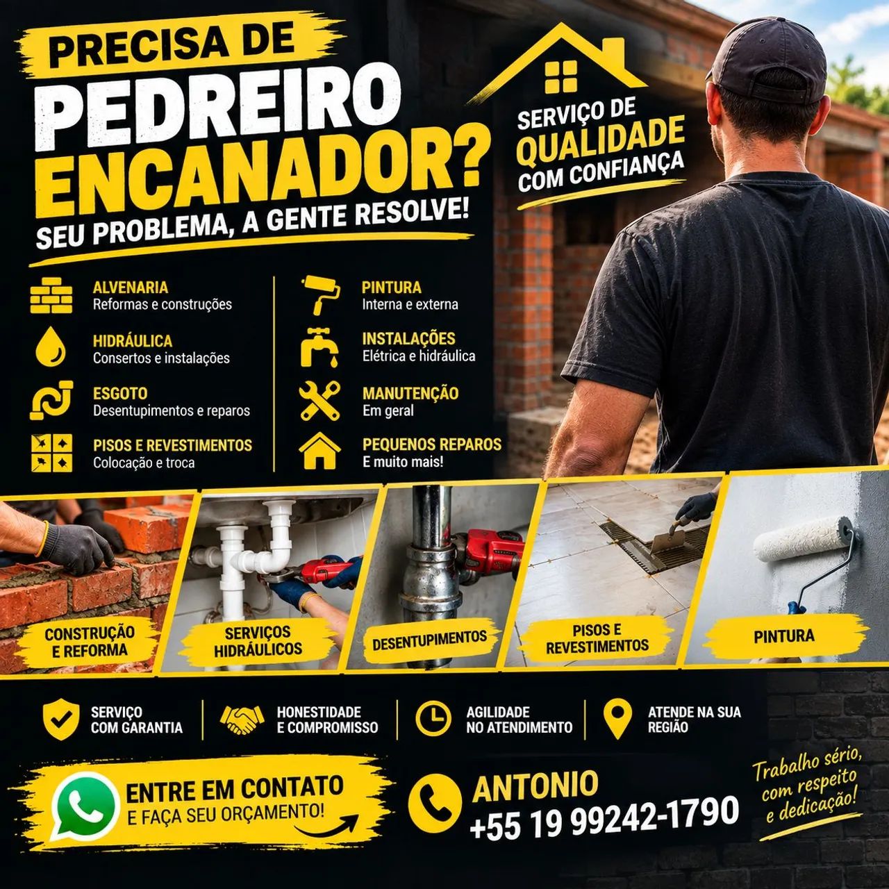 Pedreiro e Encanador - Reformas e Reparos em Geral