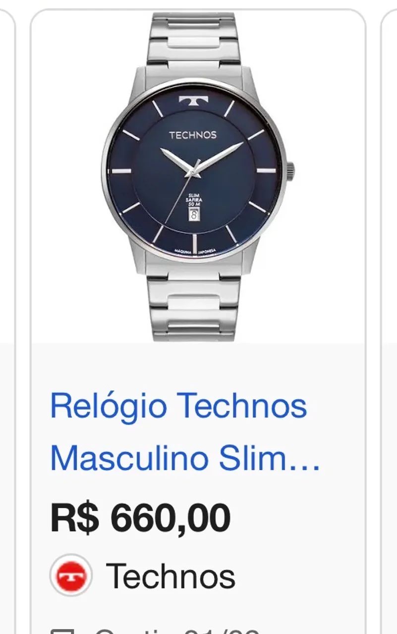Relógio Technos Slim Safira 50m - Foto 2