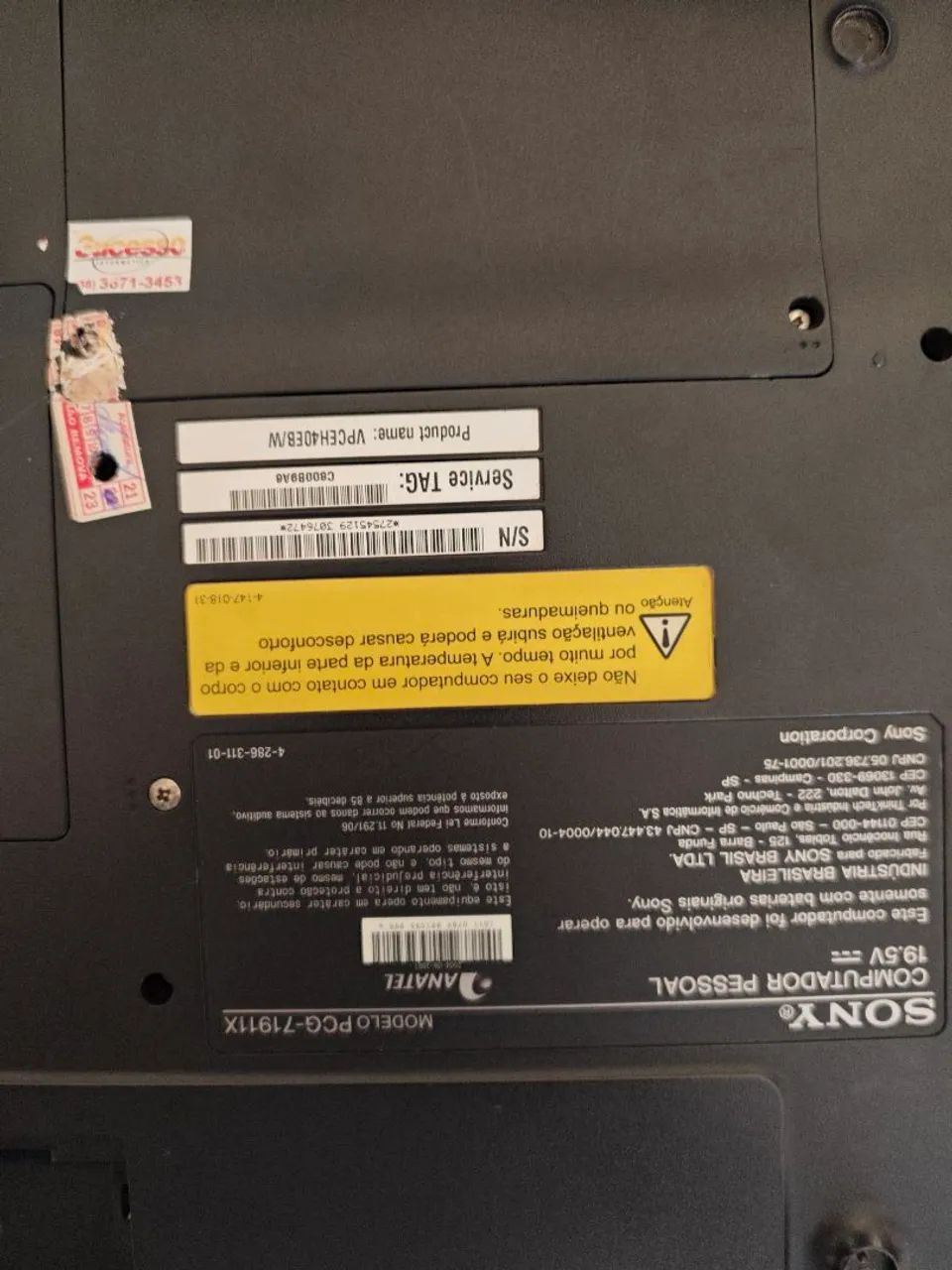 Notebook para retirada de peças 