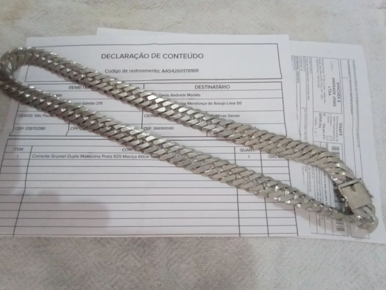 CORRENTE MASCULINO DE PRATA BATIDA. - Foto 3