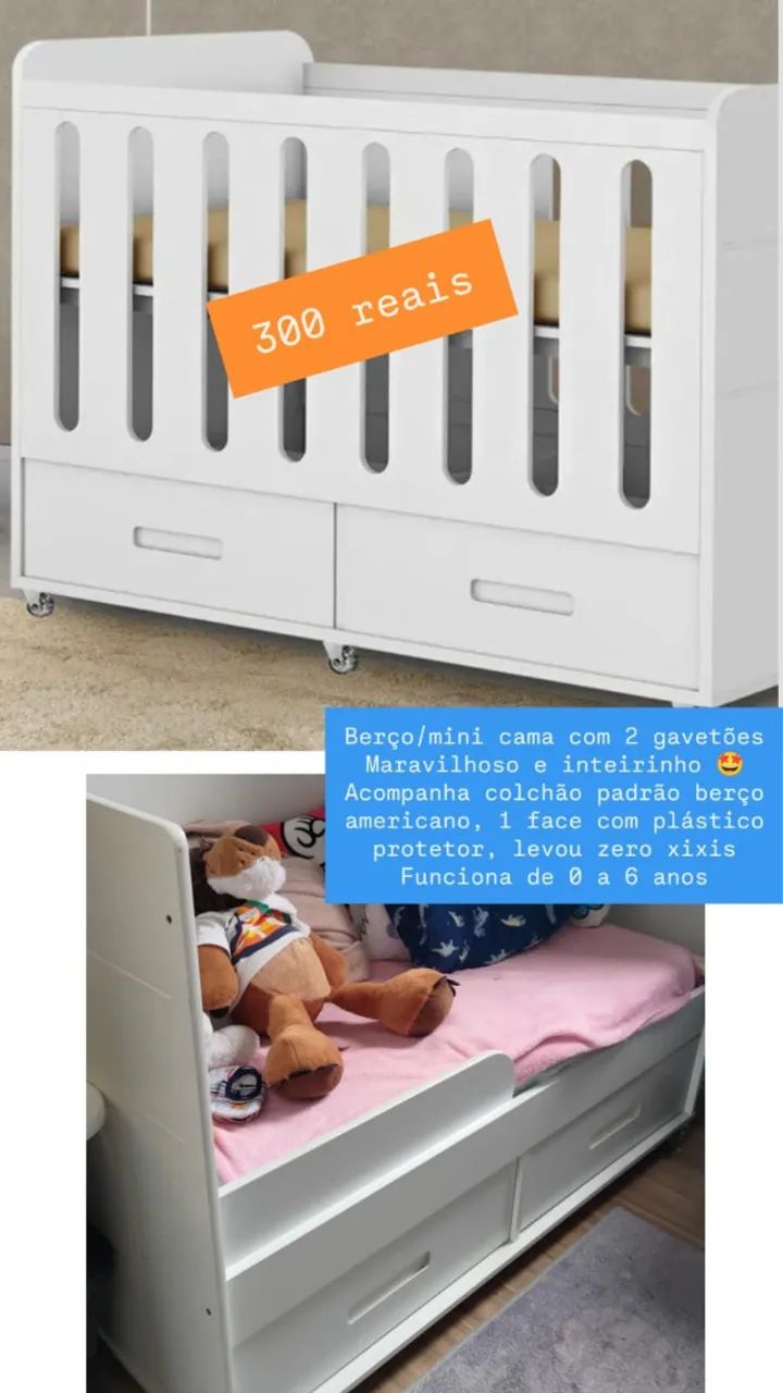 Berço Cama Branco com gavetas - Foto 3