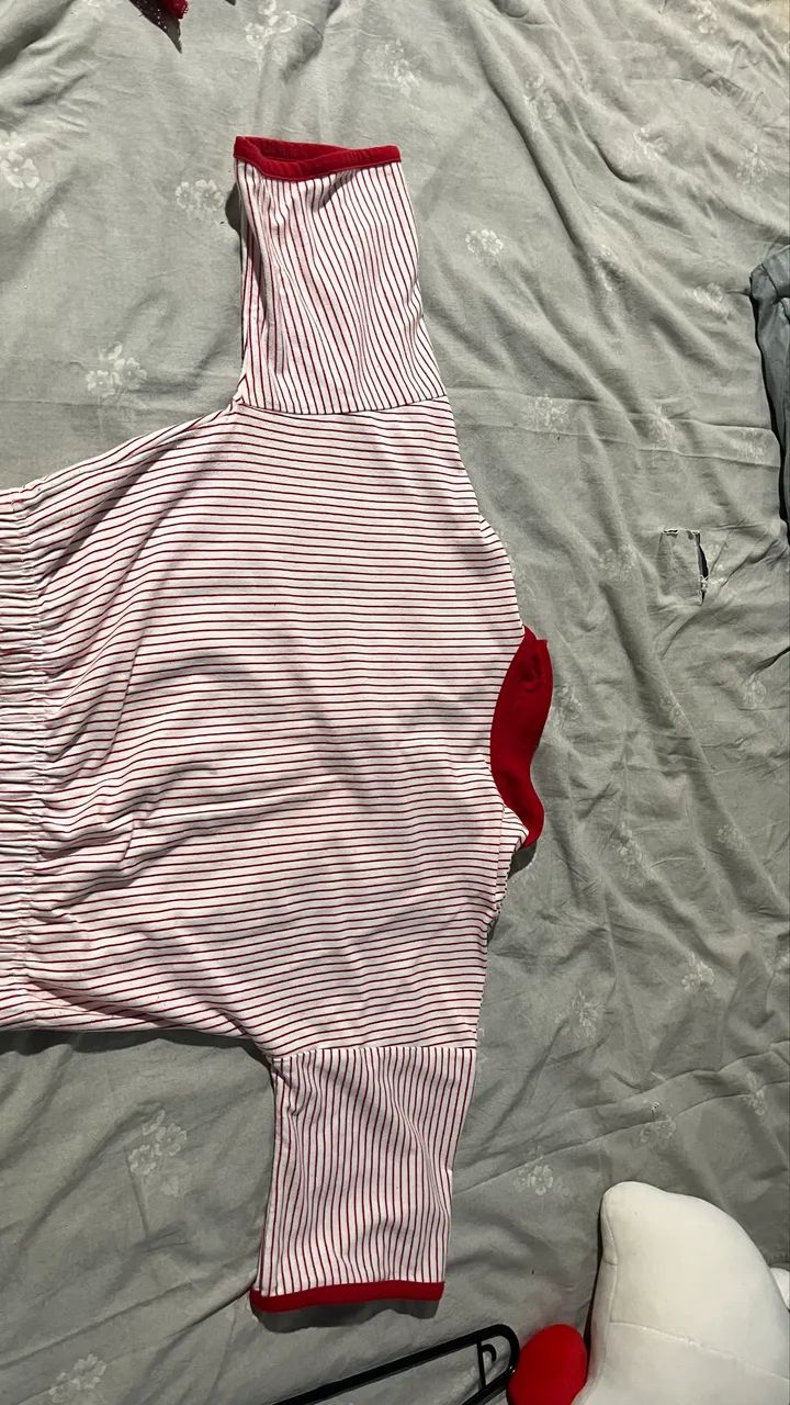 cropped listrado vermelho e branco g - Foto 3