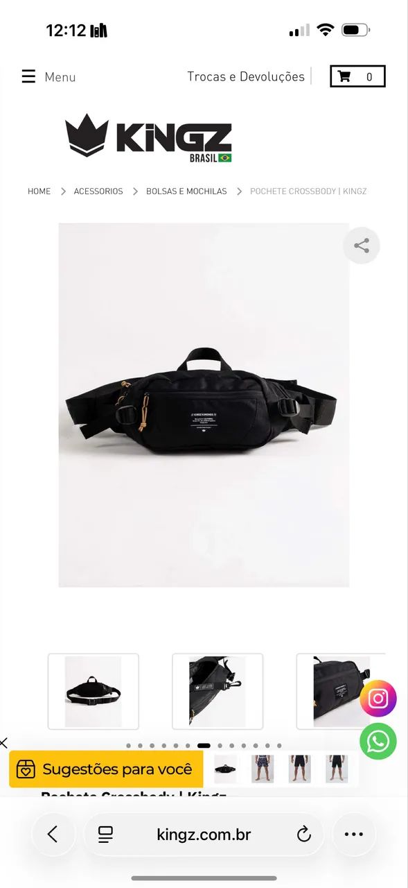 Pochete Cross Body Kingz Preta - Nova - Foto 3