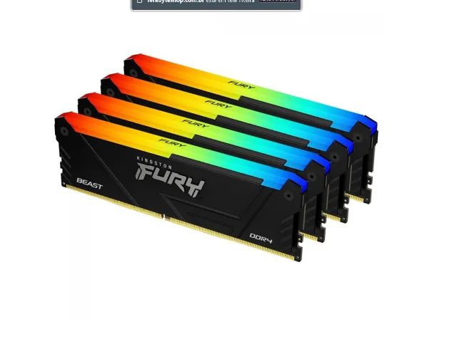 Kit 32gb DDR4 Kingston Fury Beast 3200mhz RGB 4x8 Novas Lacradas - Foto 2