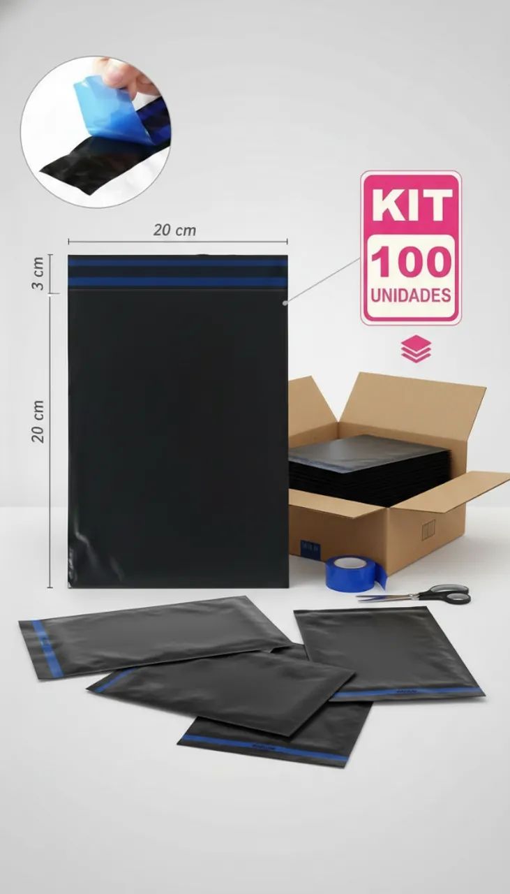 100 Envelope de Segurança Embalagem Envio 20x20 - Foto 3