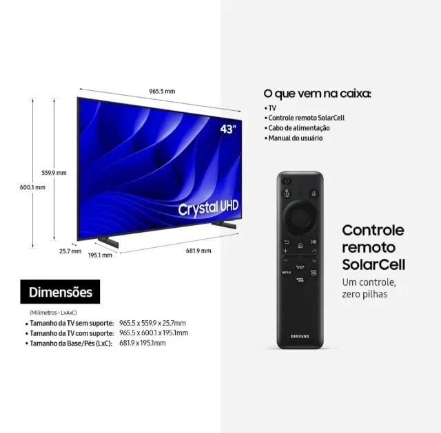 TV Samsung SmartTV 43 DU8000 - Lacradas e garantia