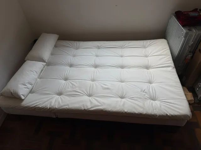 Sofa-cama de couro branco; sofa de 3 lugares; cama de viuvo - Foto 4