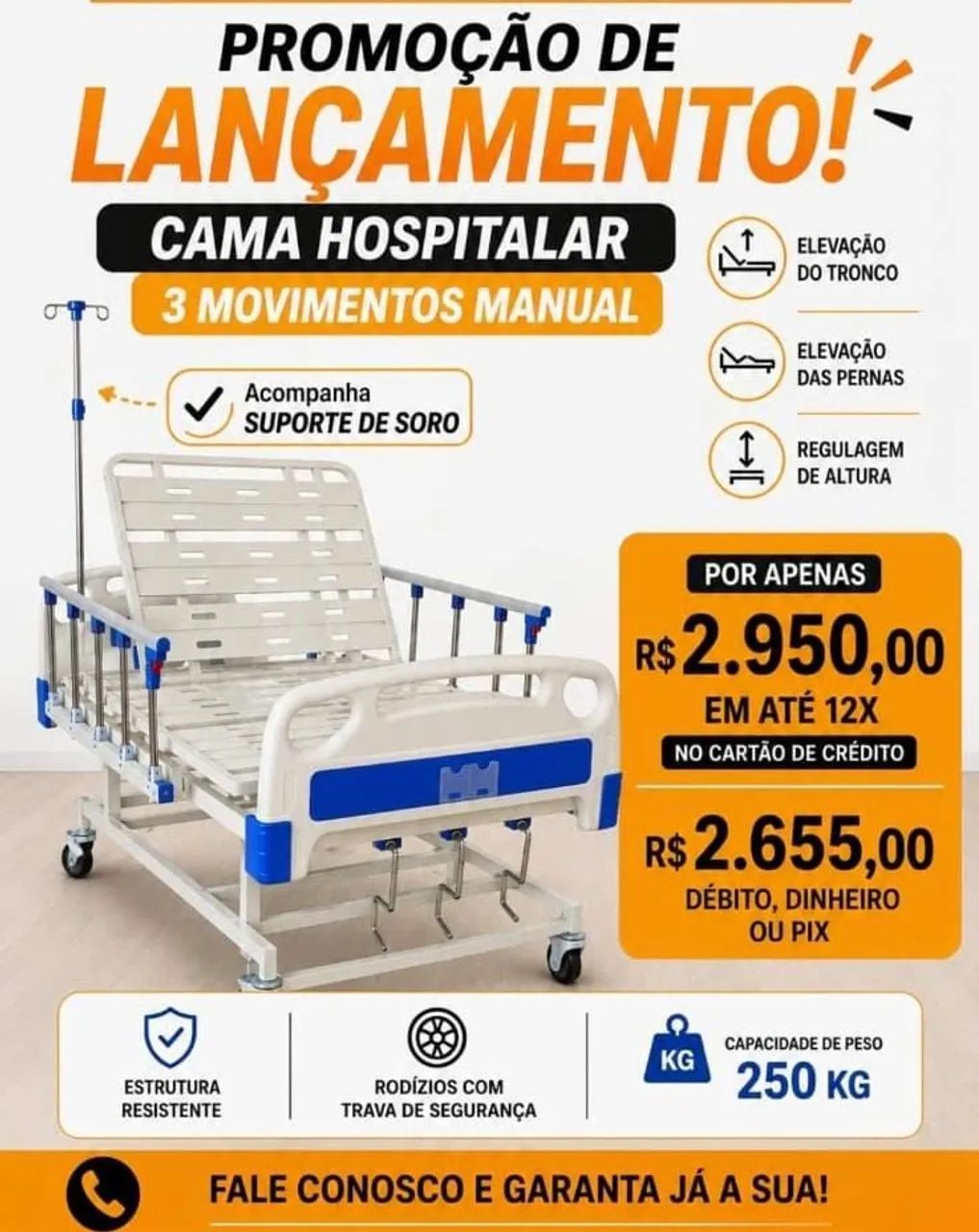 Cama hospitalar com elevação ZERO CX