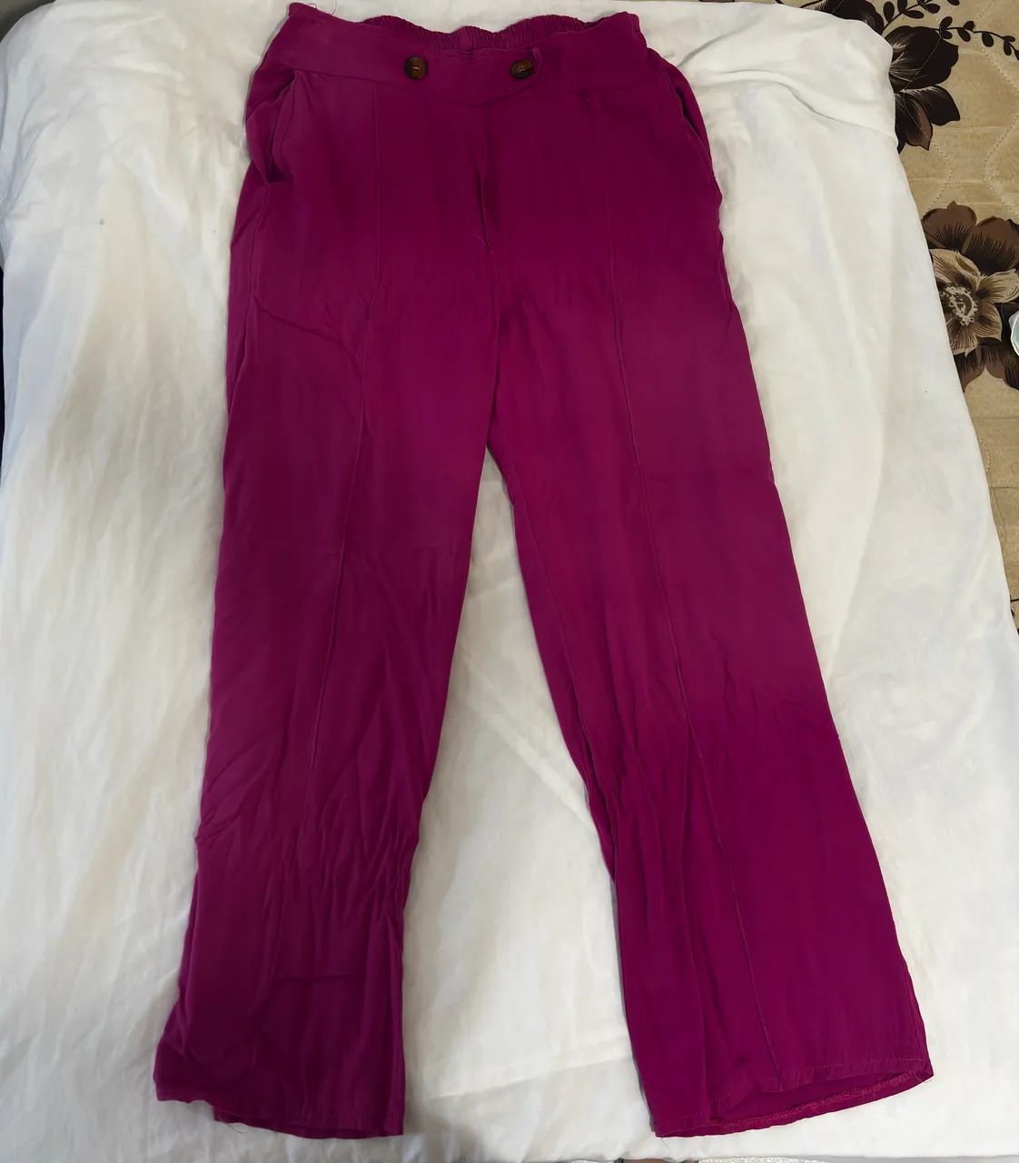 calça comprida rosa, estilo Pantalona de cintura alta - Foto 2