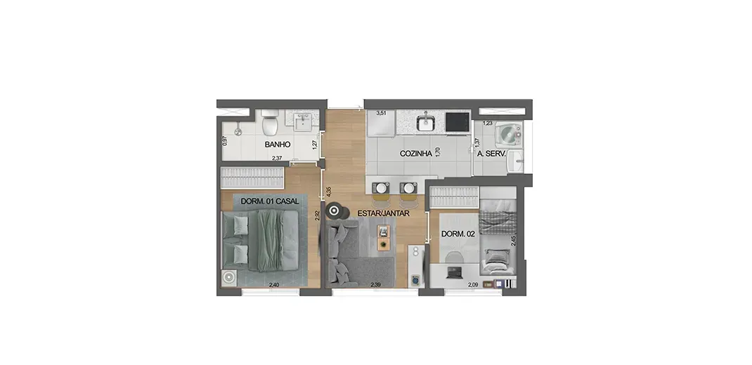 PLANTA 33m²
