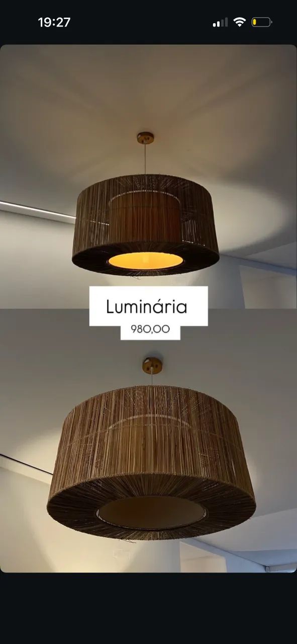 Luminária rústica - detalhe em madeira 