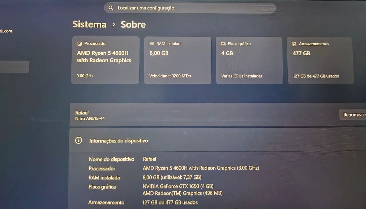 Notebook Gamer Acer Nitro 5  GTX 1650  - Foto 4