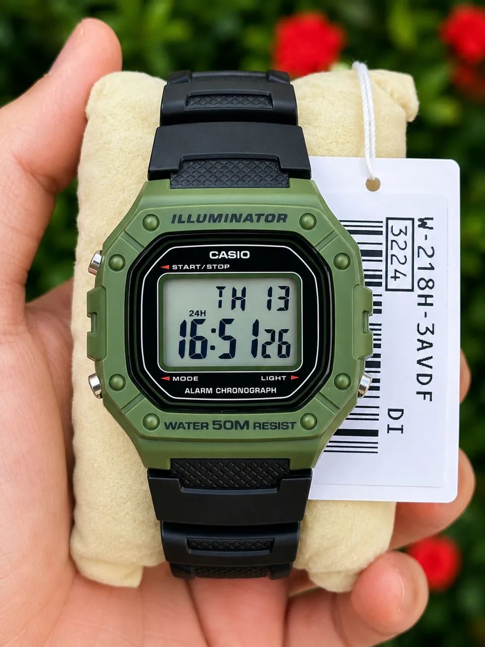 Relógio Casio W-218H Novo original verde digital