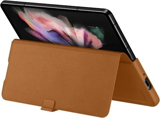 Capa De Couro Flip Cover Para Galaxy Z Fold 3 Samsung - Foto 4