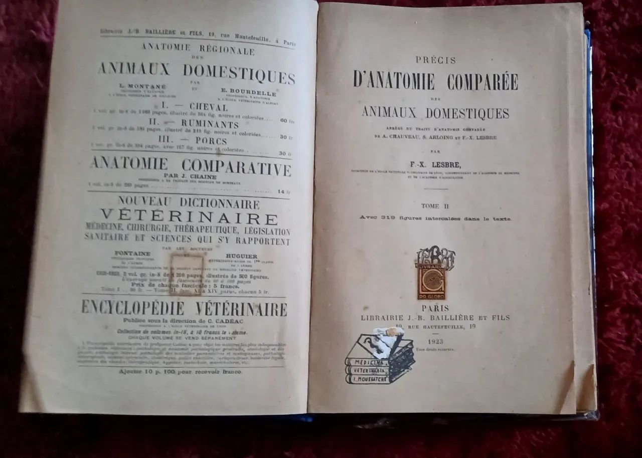 PRECIS D' ANATOMIE COMPAREE/ DES ANIMAUX  DOMESTIQUES - Foto 2