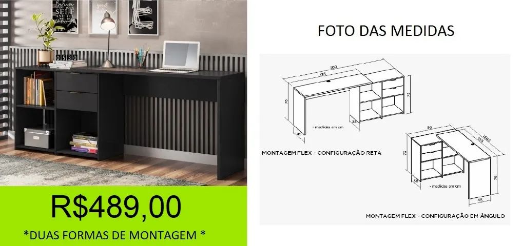 escrivaninha - duas formas de montagem - compre e retire hoje mesmo 