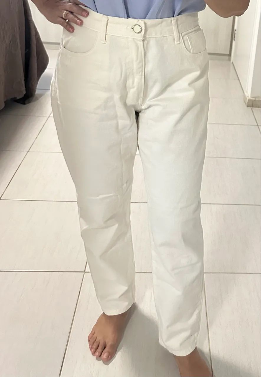 Calça brim reta shoulder tamanho 40 com cinto 