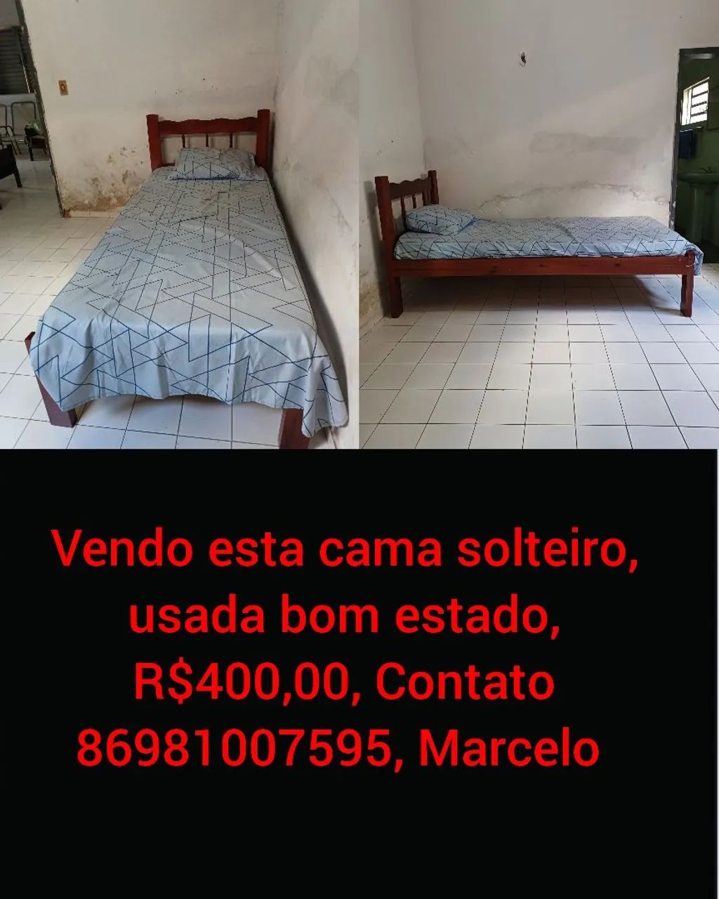 Vendo essa cama com colchão solteiro