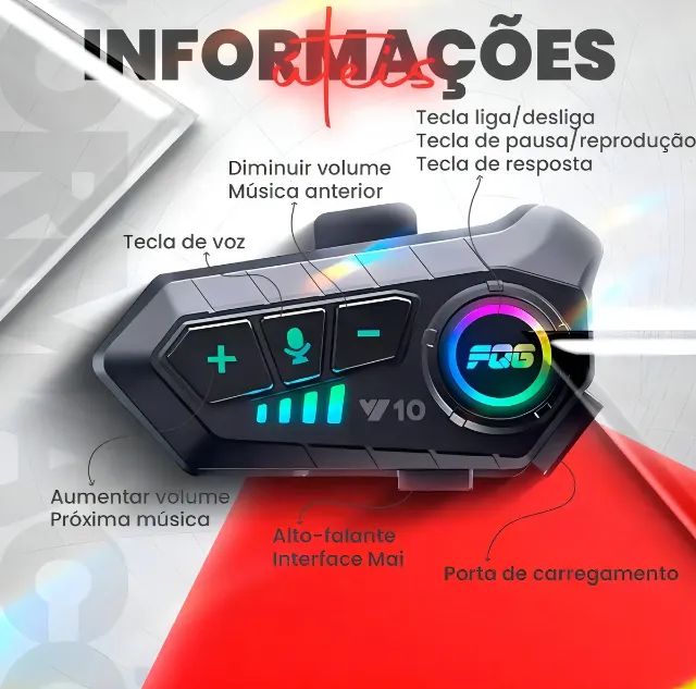 Fone Intercomunicador para capacete moto (bluetooth) - Foto 4