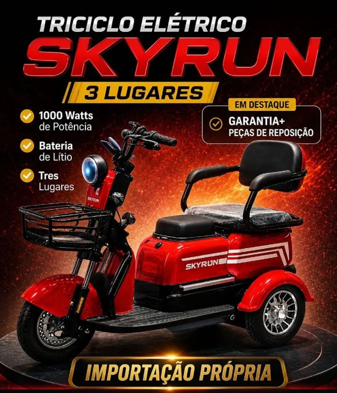 Triciclo Elétrico SKYRUN - Foto 4