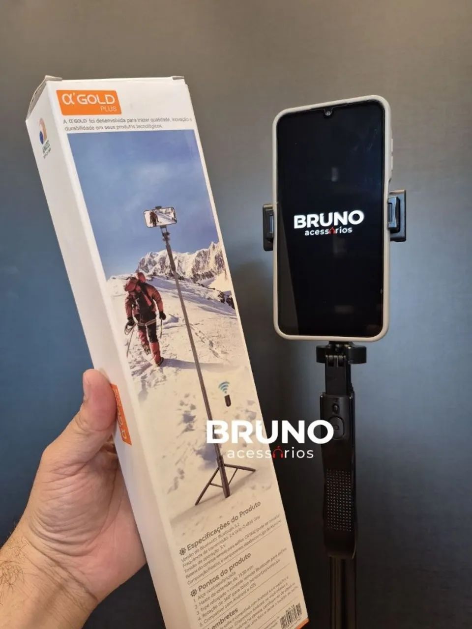 Tripé bastão selfie Bluetooth alpha 1,50m - Foto 5