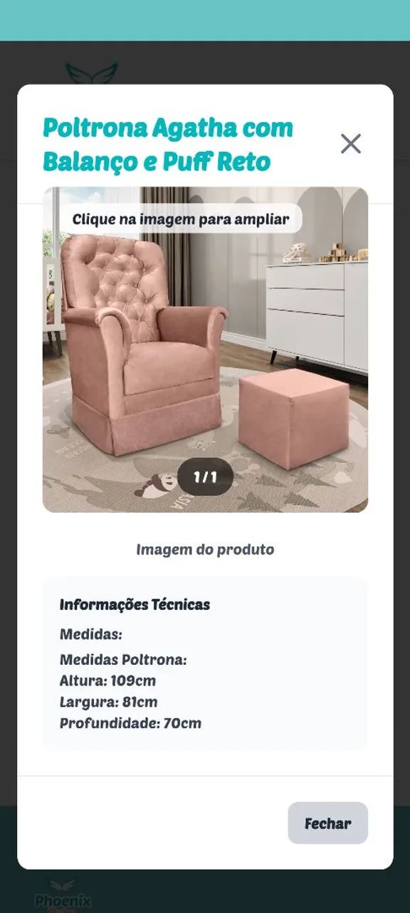Poltrona de amamentação Ágatha - Phoenix baby.  - Foto 5