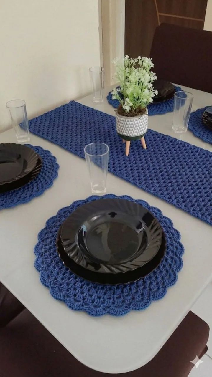 Jogo de mesa posta em crochê  - Foto 2