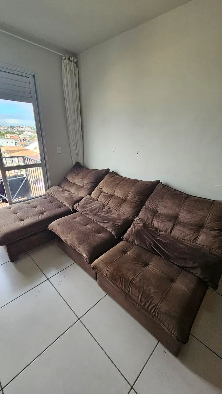 Sofá Retrátil/Reclinável  3,10m (2,70 Sem os Braços) Velut Marrom c/ Molas no Assento  - Foto 3