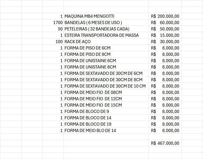 Máquina Mb4 com todas as formas e bandejas e prateleiras formas de blocos e pisos