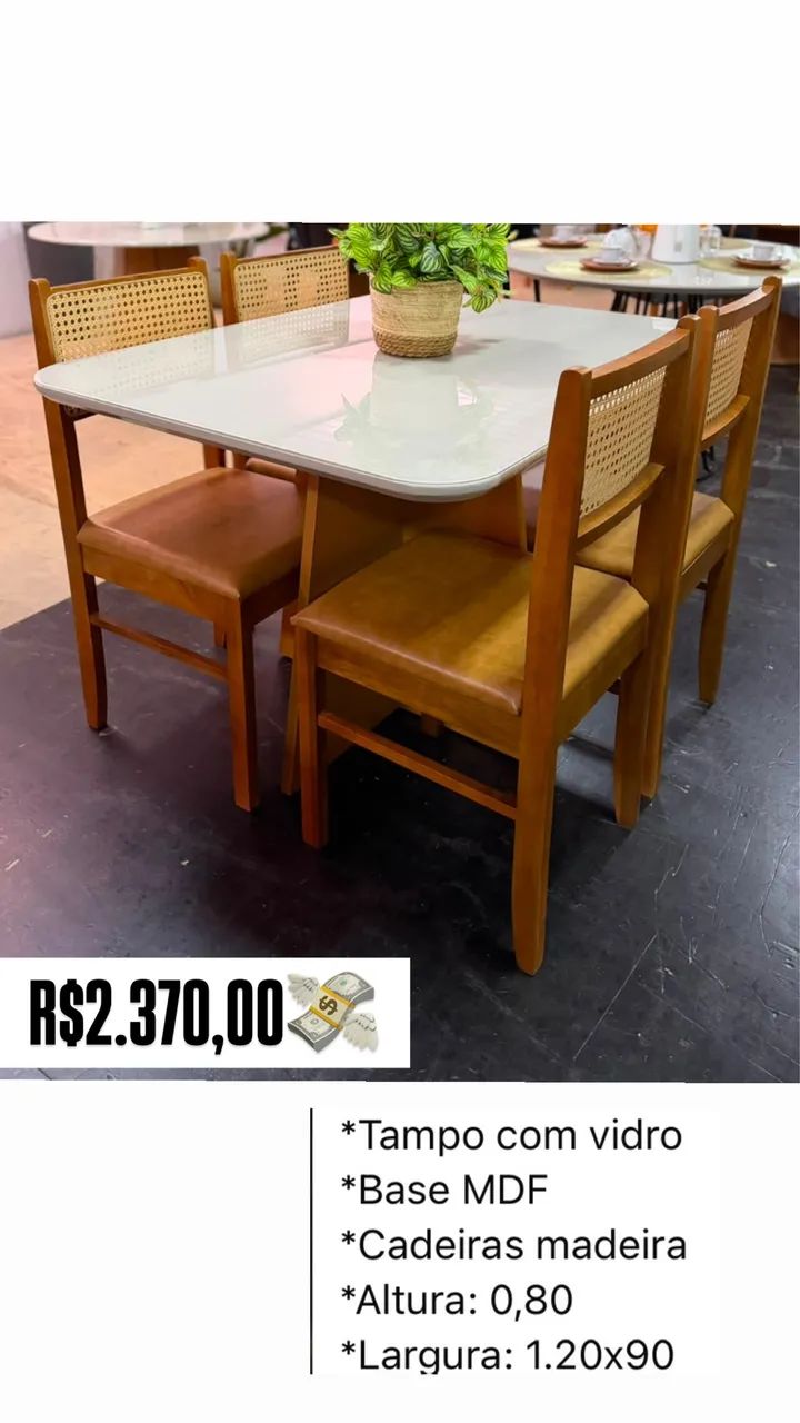 Mesa de Jantar com 4Cadeiras Luna