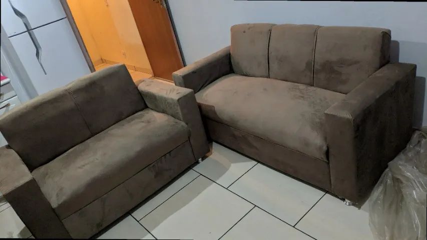 Sofá 2 e tres lugares Suede macio D33 Duravel Confortável Promoção - Foto 5