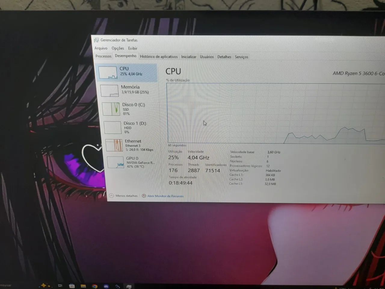 Pc gamer Ryzen 5+rtx 2060+16+monitor 180hz LG ultrarguear 24 polegadas - Foto 2