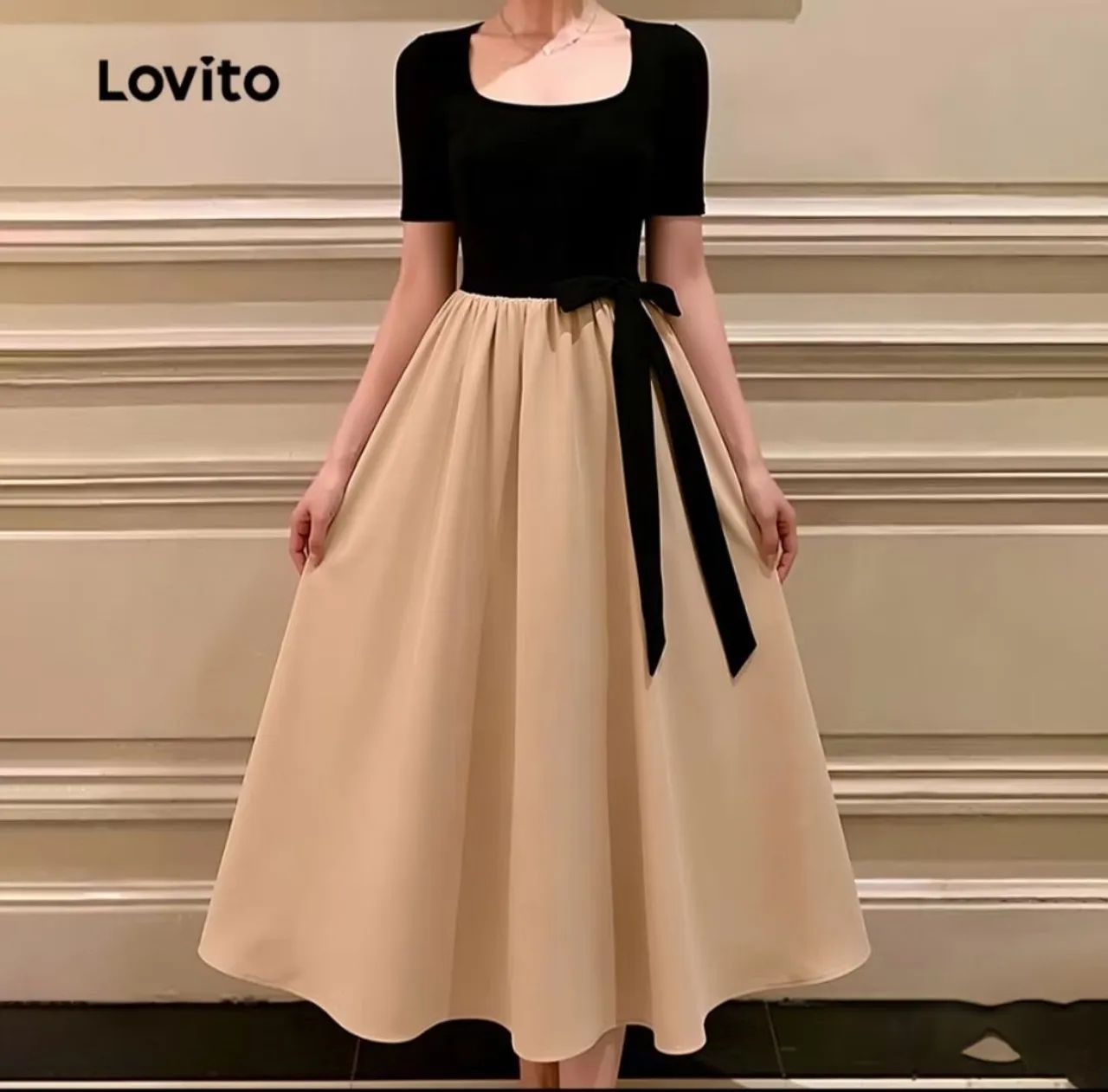 Vestido Longo preto e bege  - Foto 3
